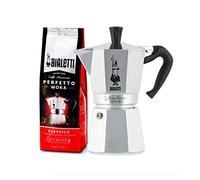 Bialetti Moka Express, Caffettiera in Alluminio da 6 Tazze + Perfetto Moka, Caffè Macinato Gusto Classico da 250 gr