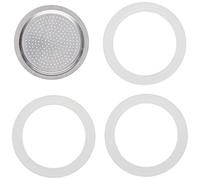 Bialetti Moka Express con 3 Guarnizioni e 1 Piastrina , 1 Tazza, Alluminio, Bianco