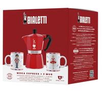 Bialetti Moka Express 6 Tazze Rossa con 2 Mug