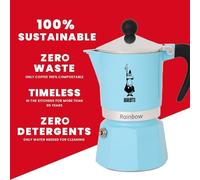 Bialetti Moka Rainbow Azzurro 3 Tazze Alluminio