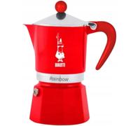 Bialetti Moka Rainbow Caffettiera 3 Tazze, Rossa, Alluminio 130 ml.