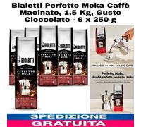 Bialetti Perfetto Moka Caffè Macinato, 1.5 Kg, Gusto Cioccolato - 6 x 250 g