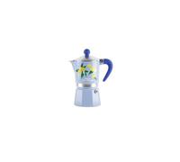 Bialetti Caffettiera Moka Rainbow Dolce Far Niente 3 Tazze, Blu con Limoni, Alluminio, 130 ml, Preparazione Caffè Espresso Manuale