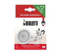 Bialetti Ricambi, 2 TAZZE, Include 3 Guarnizioni e 1 Piastrina, Compatibili con Moka Express, Dama, Elettrica Mini Expressù
