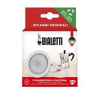 Bialetti Ricambi, Include 3 Guarnizioni e 1 Piastrina, Compatibili con Moka Express, Fiammetta, Break, Happy, Dama, Moka Melody, Alpina, Moka Timer e Rainbow ( 3/4 Tazze)