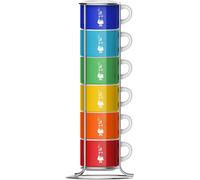 Bialetti Sei Tazzine Impilabili, Multicolore, Porcellana, Multicolore, 9 x 9 x