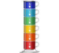 Bialetti Sei Tazzine Impilabili, Multicolore, Porcellana, Multicolore, 9 x 9 x 28.5 cm, 450 grammi