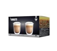 Bialetti Set 2 Bicchieri Double Wall Firenze, 300ml, Isolante Termico, Vetro Borosilicato