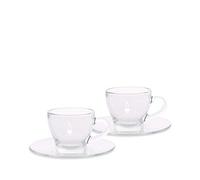 Bialetti Set 2 Tazzine Espresso Istituzionali (Con Piattino), Vetro, 2 unità, 75 ml, Trasparente