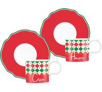 Bialetti - Set 2 Tazzine Tricolore, Porcellana | B0H42HD7LT