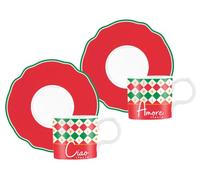 Bialetti - Set 2 Tazzine Tricolore, Porcellana