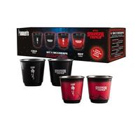 Bialetti Set 4 Bicchierini da caffè Stranger Things, Termo Sensibili, cambiano colore con il calore, No Lavastoviglie, 90 ml ciascuno, Nero