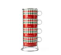 Bialetti - Set 4 Tazze Cappuccio Impilabili, Porcellana , 160ml/5,41oz