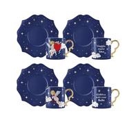 Bialetti Set 4 Tazzine Caffè Cielo Stellato Angeli Cupido Colore Blu