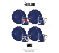 Bialetti Set 4 Tazzine Caffè Cielo Stellato Angeli Cupido Colore Blu