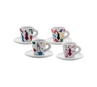 Bialetti Set 4 Tazzine Con Piattino Espresso Arte