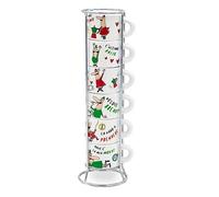 Bialetti Set 6 Tazzine Italia Impilabili con Struttura in Metallo