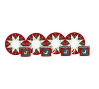 Bialetti Set di 4 Tazzine da Caffè con Piattino, Collezione Winter Wonderland, Natale 2024