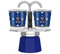 Bialetti Set Mini Express Natale 2025, Moka in Alluminio, Caffettiera Blu con 2