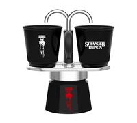 Bialetti Set Mini Express Stranger Things, 2 Bicchierini Termosensibili in ceramica inclusi, Cambia colore, Non adatta all'induzione, Nero, 2 Tazze