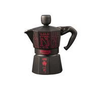Bialetti Moka Express Stranger Things 3 Tazze, Pomolo Musicale con ricarica USB C, Non adatta ad induzione, 3 Tazze (130ml), Nero