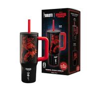 Bialetti Tumbler Termico con Manico Stranger Things, Tappo con Cannuccia, si illumina al buio, perfetta tenuta della temperetura, no Lavastoviglie, 900 ml