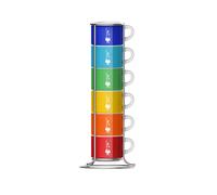 Bialetti Sei Tazzine Impilabili, Multicolore, Porcellana, 9 x 9 x 28.5 cm