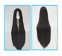 Biamoxer 100cm Parrucca lunga diritta Parrucca centrale Parrucche Cosplay Costume nero Gioca parrucche Festa di Halloween Gioco anime Parrucca per capelli anime 100cm