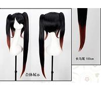 Biamoxer DATE A LIVE Tokisaki Kurumi Parrucca sintetica resistente al calore di alta qualità Nero Marrone Sfumato Parrucche Cosplay per capelli sexy Taglia unica Tokisaki Kurumi