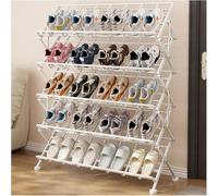 Bianca,85x30x102cm,Scarpiera Portatile Pieghevole Stretta, Scarpiera in Metallo, Organizzatore per Scarpe Indipendente A 3/4/5/6 Ripiani, Ideale per Corridoi E Camere da Letto