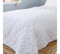 Bianca Copriletto reversibile in cotone con stelle e strisce, 200 x 200 cm, colore: blu