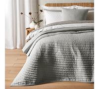 Bianca Fine Linens - Copriletto trapuntato per camera da letto, 220 x 230 cm, colore: Grigio argento