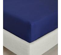 Bianca Fine Linens - Lenzuolo con angoli per camera da letto, 200 fili, in percalle di cotone, profondità 32 cm, colore: blu navy