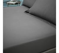 Bianca Fine Linens - Lenzuolo con angoli singoli in cotone egiziano a 180 fili, profondità 34 cm, colore: grigio antracite