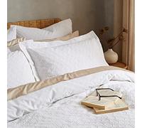 Bianca Fine Linens - Set di 2 federe in cotone a nido d'ape con chiusura a busta, 50 x 75 cm + bordo, colore: Bianco