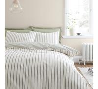 Bianca Hampton - Set copripiumino reversibile con federe, in cotone a 200 fili, motivo a righe, colore: verde
