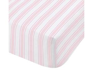 Bianca - Lenzuolo con angoli matrimoniale, motivo a quadri e strisce, in cotone, rosa