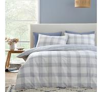 Bianca Marlow - Set copripiumino reversibile con federe, in percalle di cotone a 200 fili, per letto super king, colore: blu