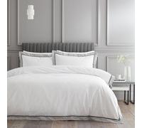 Bianca Mayfair - Set copripiumino matrimoniale con federe, in cotone 200 fili, bianco, grigio argento