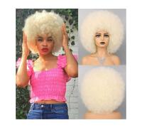 Bianca,Parrucca Afro Anni '70 Per Donna, Parrucca Afro Corta Naturale, Soffice E Riccia, Sintetica Di Alta Qualità Per Cosplay E Uso Quotidiano