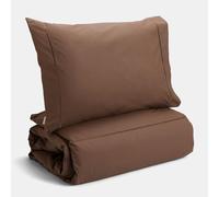 Bianca Plain Dyed Deep Taupe - Set copripiumino per letto da 150 cm, 100% cotone percale