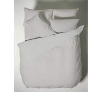 Bianca Plain Dyed Silver - Set copripiumino per letto da 150 cm, 100% cotone percale