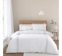 Bianca Set copripiumino king size con federe, in cotone 180 fili, con ricamo a foglia naturale