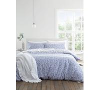 Bianca Set copripiumino reversibile con stampa floreale Bianca Shadow Leaves blu