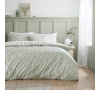 Bianca Set copripiumino reversibile per letto super king size, in percalle di cotone a 200 fili, con motivo floreale smerlato, colore: verde