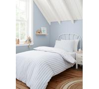 Bianca Set piumone reversibile in cotone Bianca Mini Star & A righe blu