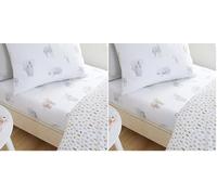 Bianca Zoo Animals - Lenzuolo con angoli per letto singolo, in cotone, (Confezione da 2)