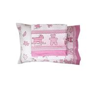 BIANCALUNA Completo Lenzuola Culla Lettino In Fresco Cotone/Flanella di Puro Cotone Set 3 pezzi (PuppetRosa)