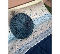 BIANCALUNA Completo Lenzuola in Flanella Opera Cuori Matrimoniale, Blu