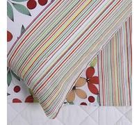 BIANCALUNA Completo Lenzuola Lilian Fiori e Fasce 100% Cotone - Matrimoniale, Rosso